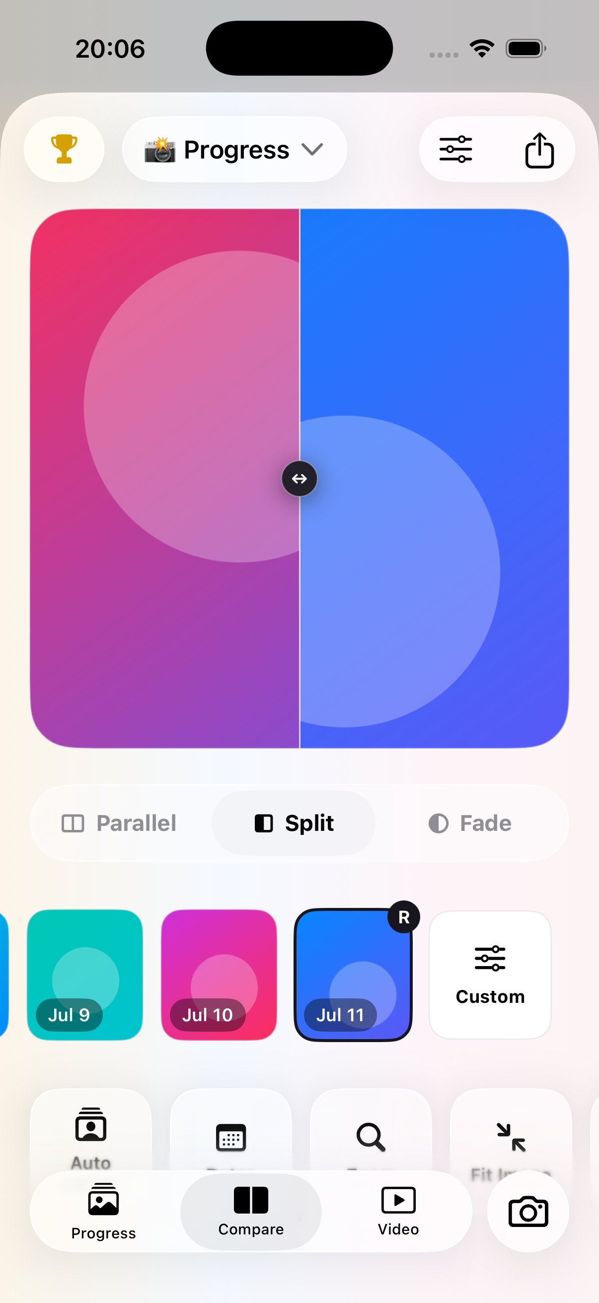 PhotoDays comparison screen